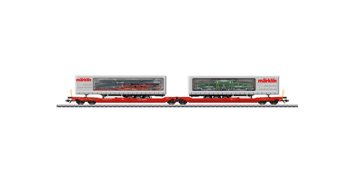 47477 Marklin Dubbele set kuilwagens type Sdggmrss 738 Märklin Werksverkehr