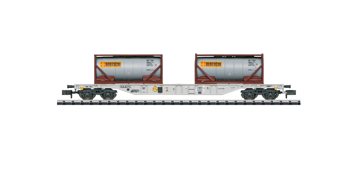 18490 Minitrix N Containerdraagwagen Bertschi