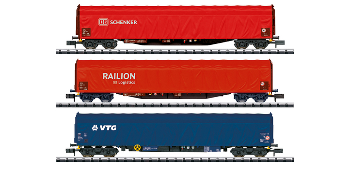 18801 Minitrix N Schiebeplanenwagen-Set Rilns