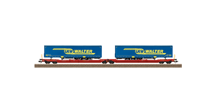 24470 Trix Dubbele containerwagen type Sdggmrss 738 LKW Walter