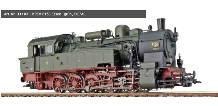 31103 ESU Stoomlocomotief Serie 94 - KPEV 8158 Essen Ep IV LokSound en rookgenerator, rangeerkoppeling DC/AC