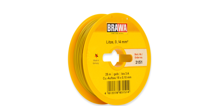 3151 Brawa draad Geel 0,14 MM? 25 meter