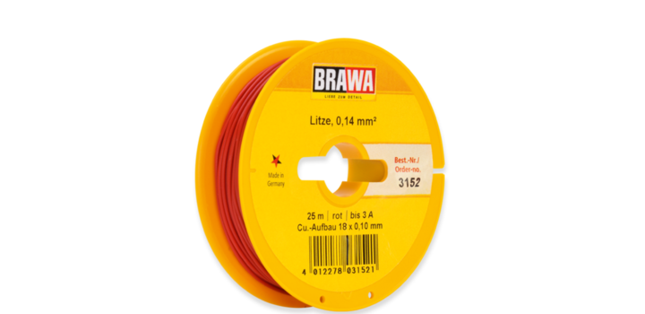 3152 Brawa draad Rood 0,14 MM? 25 meter