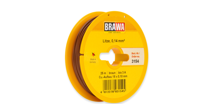 3154 Brawa draad Bruin 0,14 MM? 25 meter