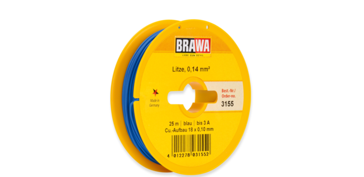 3155 Brawa draad Blauw 0,14 MM? 25 meter