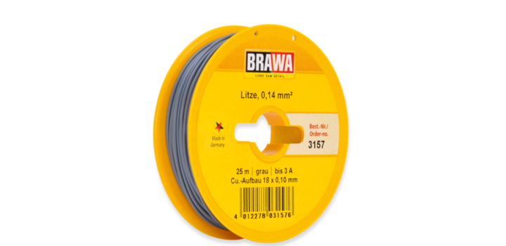 3157 Brawa draad Grijs 0,14 MM? 25meter