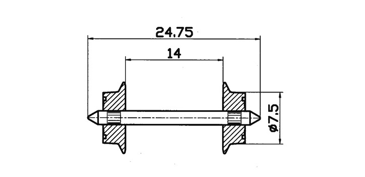 40184 H0 Roco wielstel wisselstroom, 7,5mm, 2 stuks