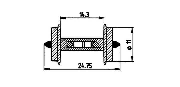 40186 H0 Roco wielstel met weerstand, 11mm, 2 stuks