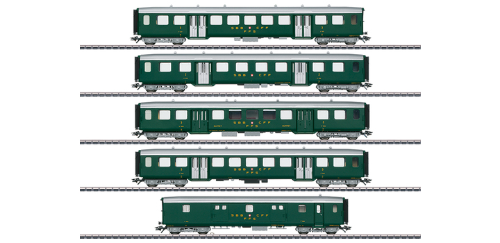 23134 Trix Set Leichtstahlwagens SBB met binnenverlichting