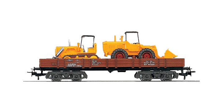 4474 Lageboordwagen beladen met twee bulldozers