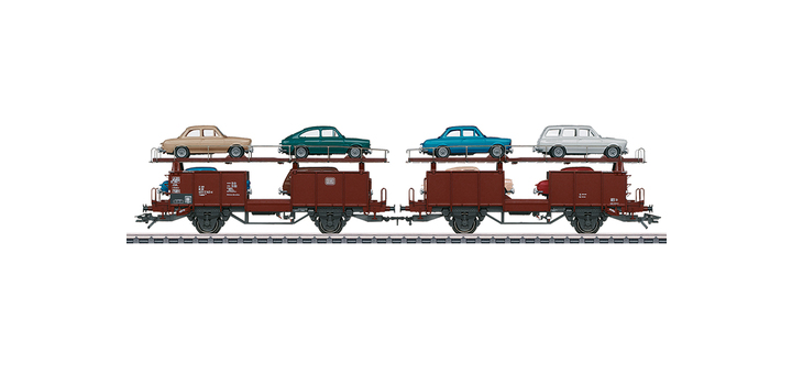 46129 Marklin Autotransportwagen Laaes belading van modelauto's VW type 3 1500 en 1600 DB