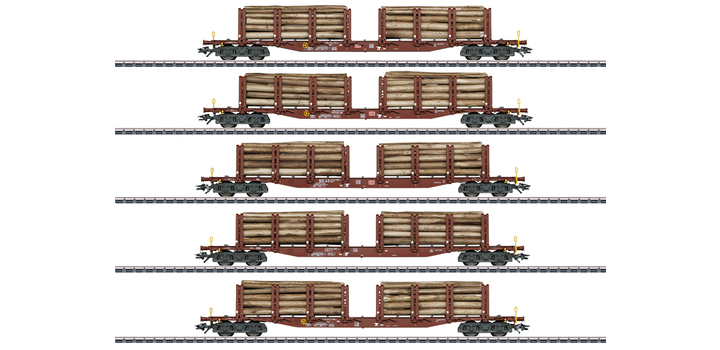 47154 Marklin Set rongenwagons voor hout-transport