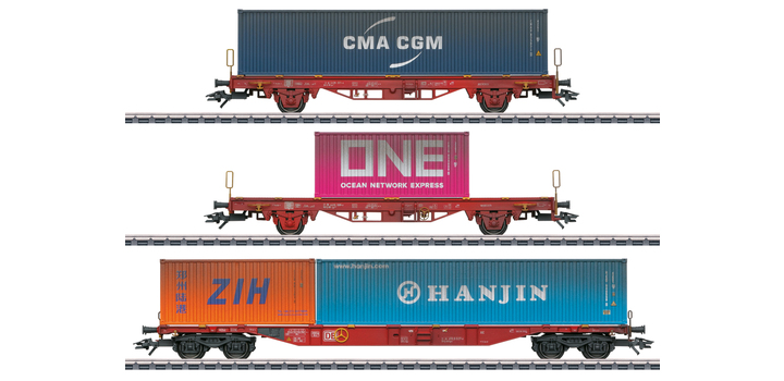 47580 Marklin 3-delige set containerwagens Lgs 580 MHI