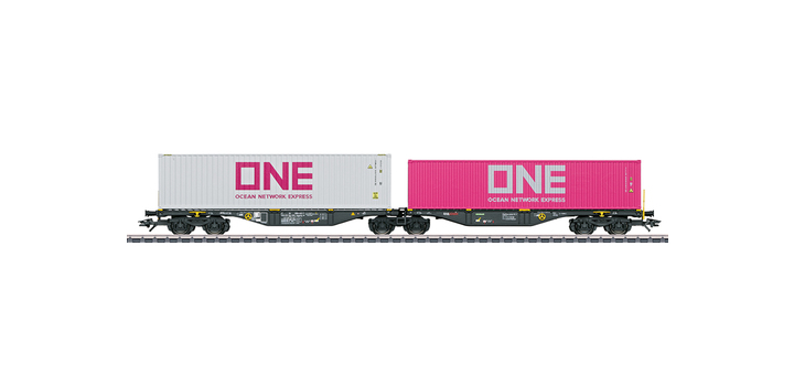47814 Marklin Dubbele containerwagen type Sggrss 80 RailRelease ONE