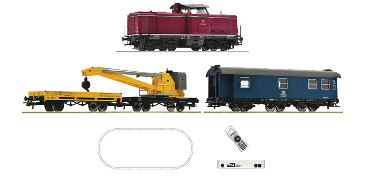 5110004 Roco Startset z21 Digitaal Diesellocomotief BR 211 met kraanwagen van de DB