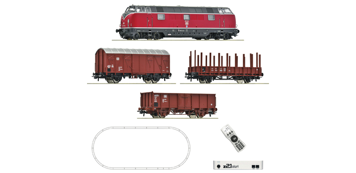 5110008 Roco Startset z21 Digitaal Diesellocomotief BR 221 met goederentrein van de DB