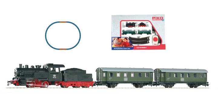 57112 Piko Startset stoomtrein DB met beddingrails