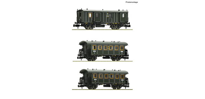 809004 Fleischmann N 3-delige set rijtuigen, K.Bay.Sts.B.