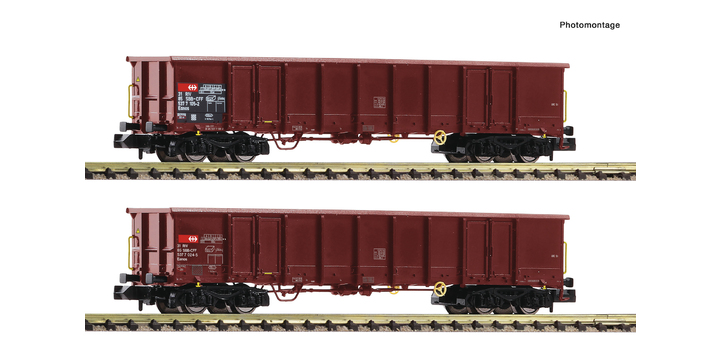 830252 Fleischmann N Set 2-delig Open goederenwagens Eanos SBB