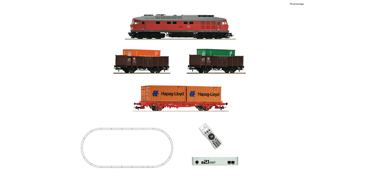 5110003 Roco Startset z21 Digitaal Diesellocomotief BR 232 met goederentrein van de DB AG