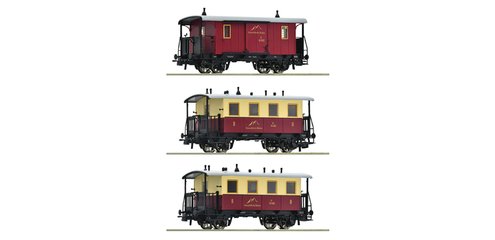 6200063 Roco 3-delige set Tandradbaan Personentrein Sonnblick-Bahn