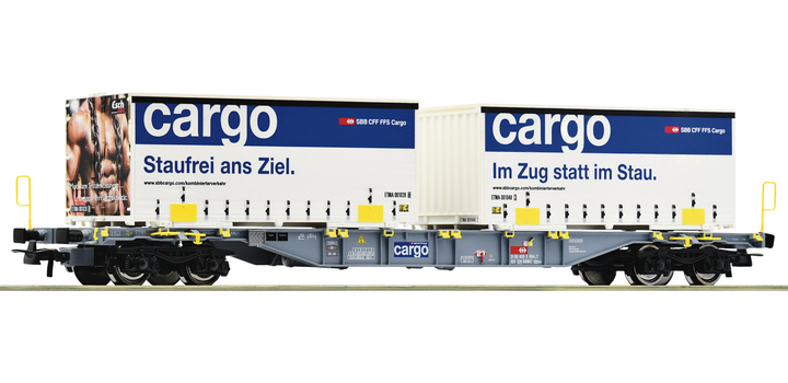6600028 Roco Containerdraagwagen SBB Cargo AAE