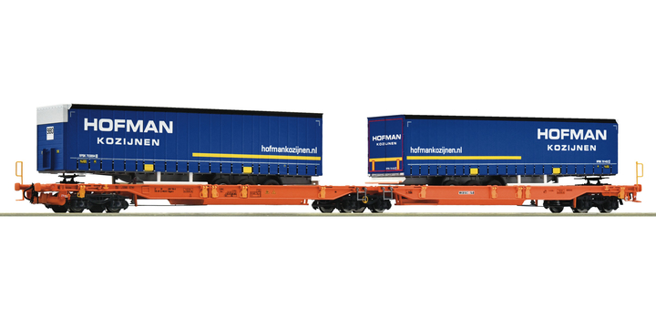 6600072 Roco Doppeltaschen-Gelenkwagen T2000 Wascosa Hofman Kozijnen