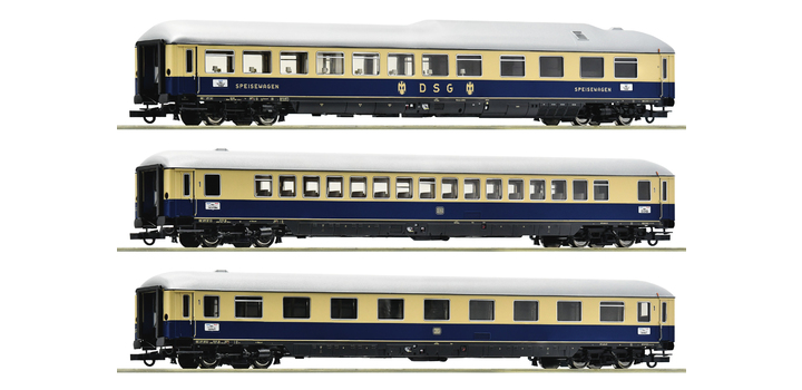 74049 Roco 3-delige set rijtuigen Set 2: F 21 ?Rheinpfeil? DB