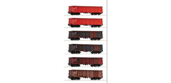 75858 Roco Display 6-delige set open goederenwagens Eaos DB