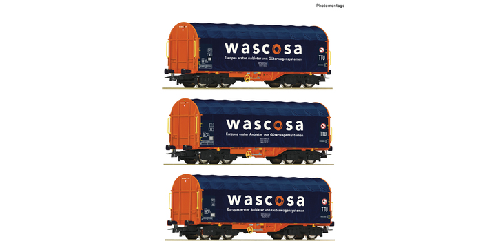 76009 Roco 3-delige wagenset schuifzeilwagens WASCOSA