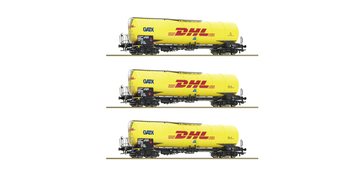 76029 Roco 3-delige Set ketelwagens GATX DHL