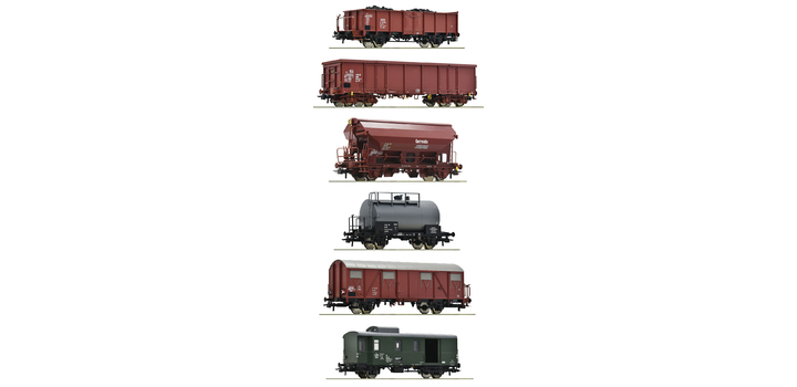 76030 Roco 6-delige set goederenwagens DR