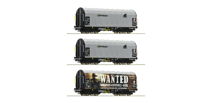 76054 Roco 3-delige wagenset schuifzeilwagens CAPTRAIN