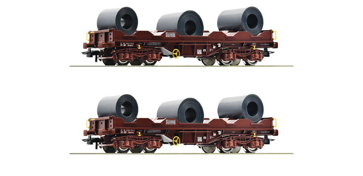 76338 Roco 2-delige set Coiltransportwagen SNCB