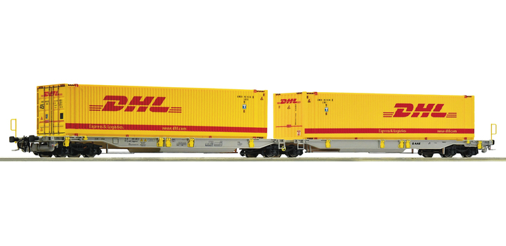 76421 Roco Doppeltaschen-Gelenkwagen AAE DHL