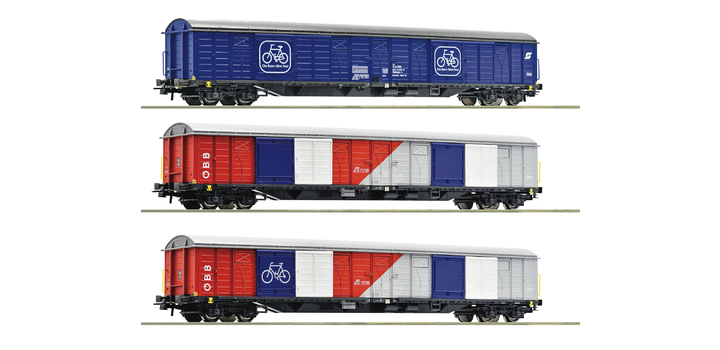 77022 Roco 3-delige set Fietstransportwagens Gabkqss-x OBB