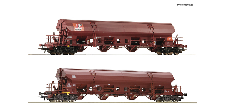 77036 Roco 2-delige set Schwenkdachwagen
