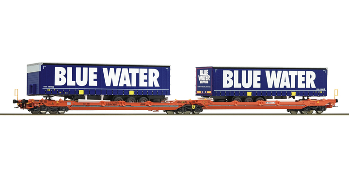 77387 Roco Doppeltaschen-Gelenkwagen T3000e BLUE WATER Wascosa