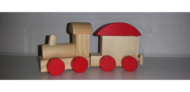 Houten lettertrein Eindwagen