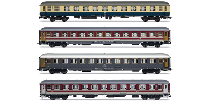 HR4375 Rivarossi Set personenrijtuigen ?Italy-Holland-Express? van de FS en DB, tijdperk V