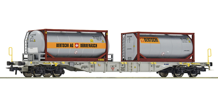 77340.B Roco Containerdraagwagen BERTSCHI SBB Cargo AAE