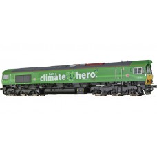 31365 ESU Diesellocomotief Class 66, 66004 DB Cargo "I am a climate hero" Sound + rook DC / AC	