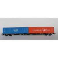 96010056 Igra Model Sggnss 80 Rhein Cargo XL beladen met 1 COSCO en 1 Hamburg Süd container