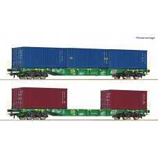 76007 Roco 2-delige set containerwagens Sgnss StB Steiermarkbahn