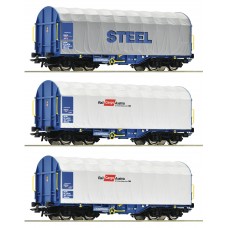 77024 Roco set Schuifhuifwagens Shimmns ÖBB
