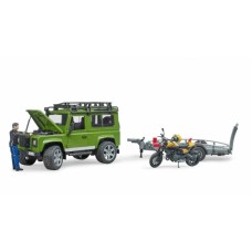 02589 Bruder Land Rover met aanhanger en Scrambler Ducati 1:16