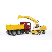 02751 Bruder MAN TGA Kiepauto met graafmachine 1:16