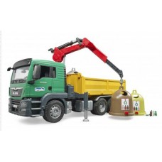 03753 Bruder MAN TGS Vrachtwagen met kraan en glasbakken 1:16