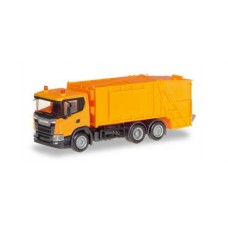 309837 Herpa Scania CG17 Pressm., oranje vuilniswagen 1:87