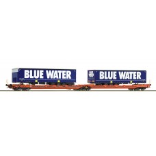77387 Roco Doppeltaschen-Gelenkwagen T3000e BLUE WATER Wascosa
